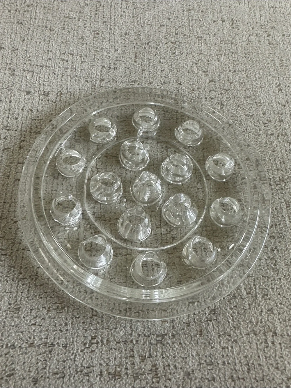 Vintage 5” Clear Glass Flower Frog - 16 Hole Floral Arrangement Stem Holder